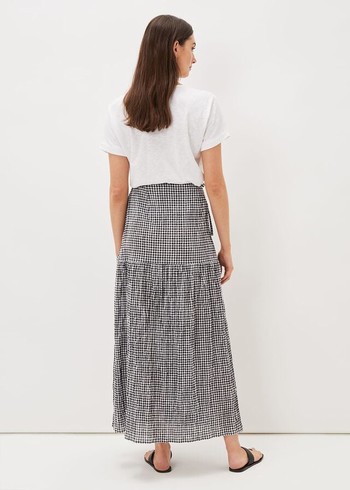 Phase Eight Tyrina Cotton Gingham Wrap Skirts Black/White Canada | FEUVTH-926